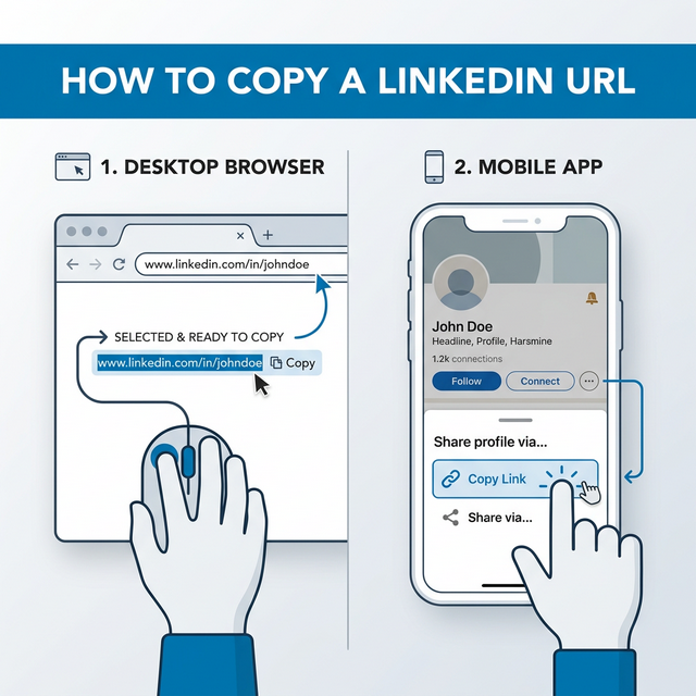 Guide to finding your LinkedIn Profile or Page URL on browser and mobile